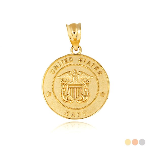 14K Solid Gold US Navy Shield Eagle Anchor Emblem Pendant - Yellow, Rose…,All Products : American Fashion Style Bags On Sale